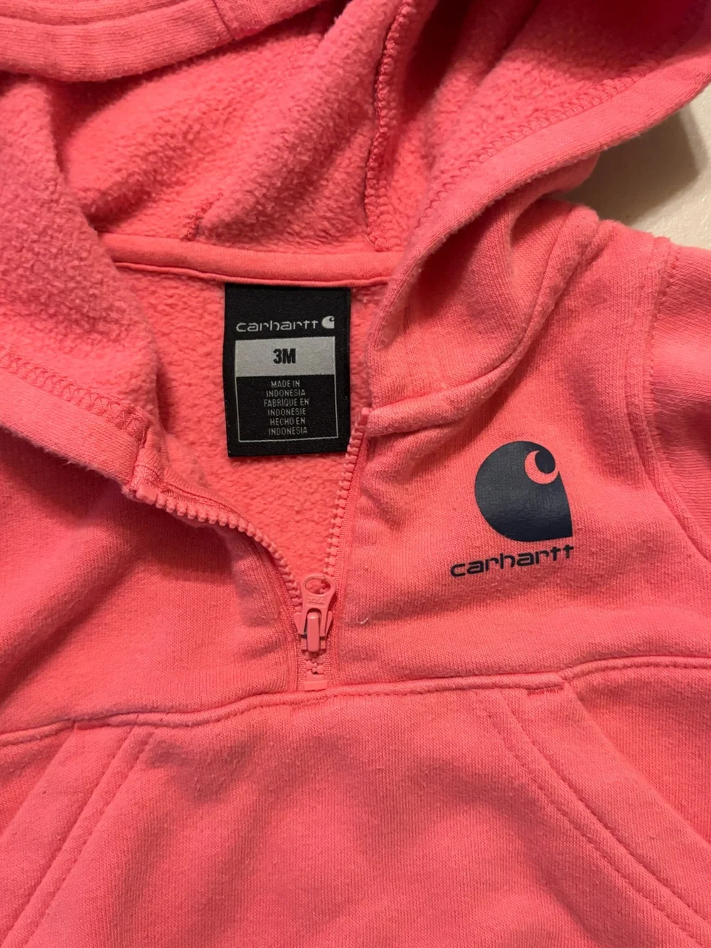 Carhartt Kids Pullover Hoodie in Coral 3M  0026S